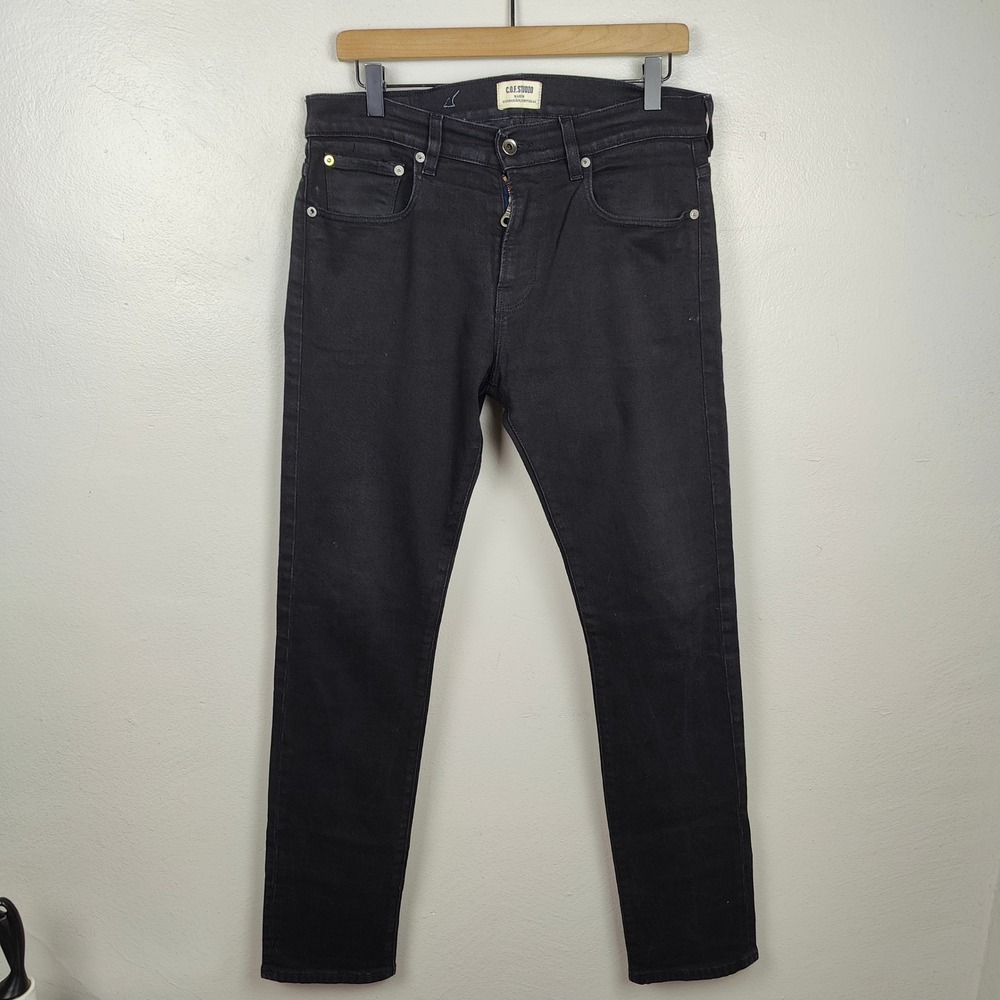 C.O.F. Studio Jeans Mens 32 Black Candiani Denim Slim Fit Made in‎ Portugal